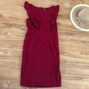 Express midi fitted dress with ruffles